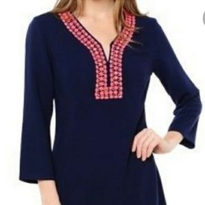Lilly Pulitzer Navy Dress with Coral Neckline